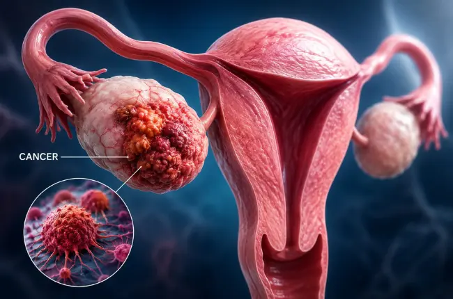 Ovarian cancer affecting the ovary